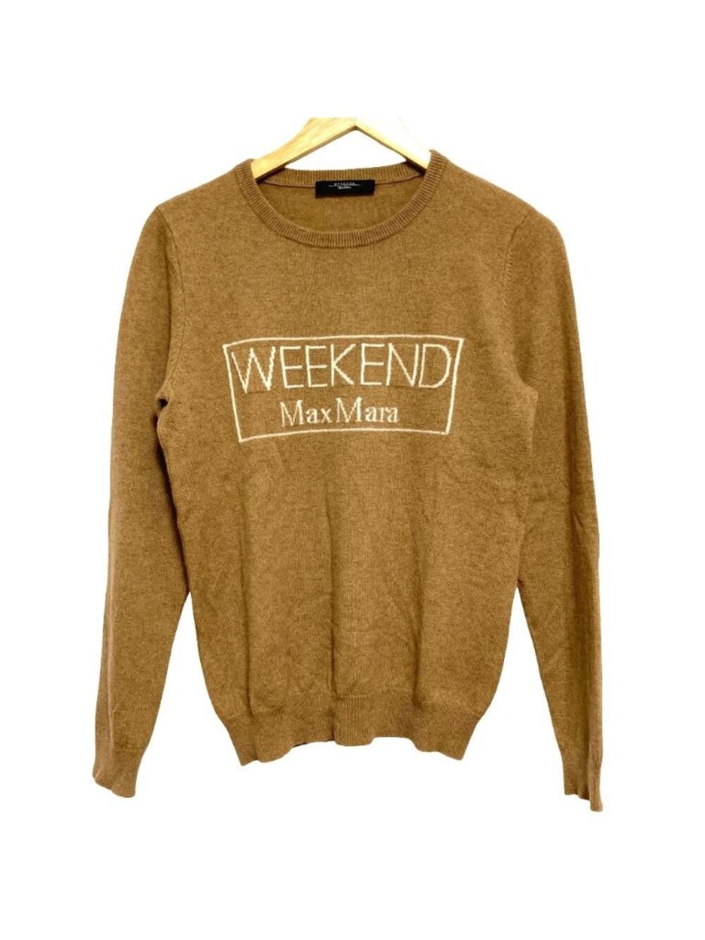 Max Mara Weekend Logo Intarsia Knit Cashmere Sweater Camel Autumn Winter